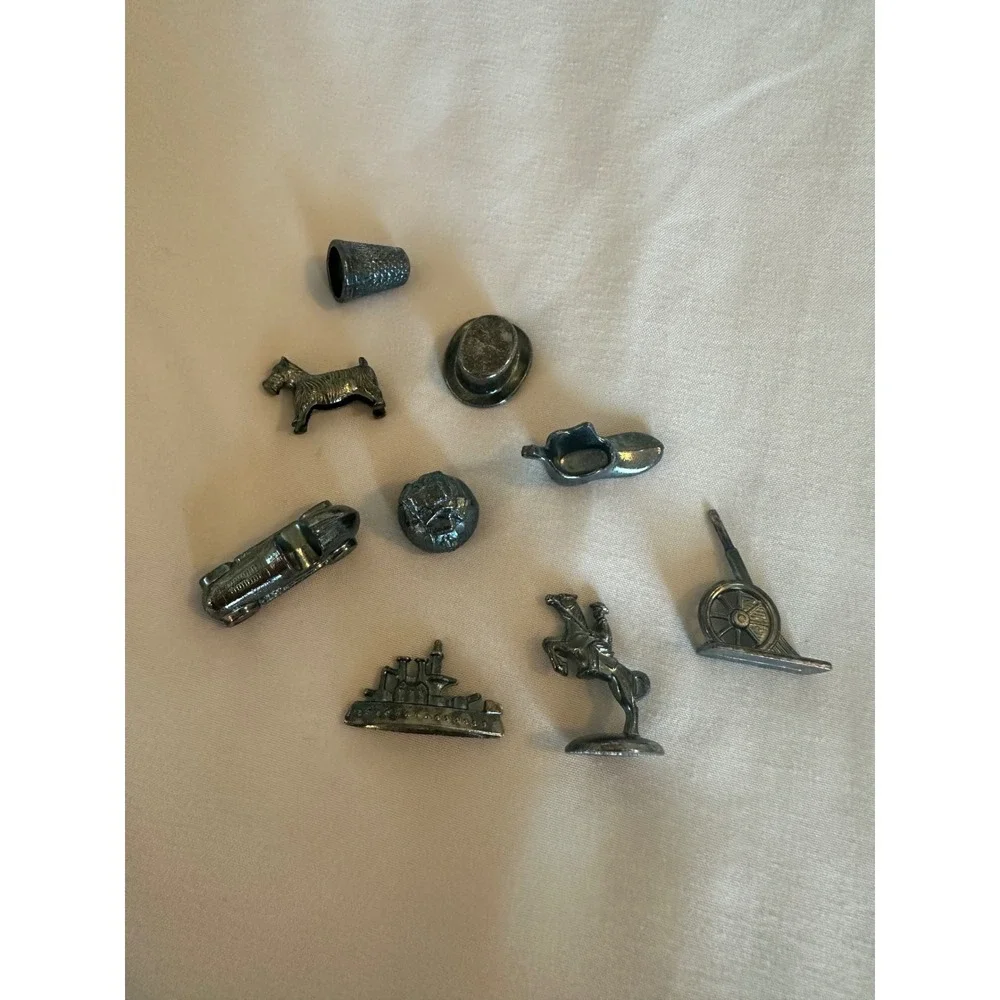 Vintage Monopoly Game‎ Tokens Metal Replacement Pieces Set of 9 Silver Tone